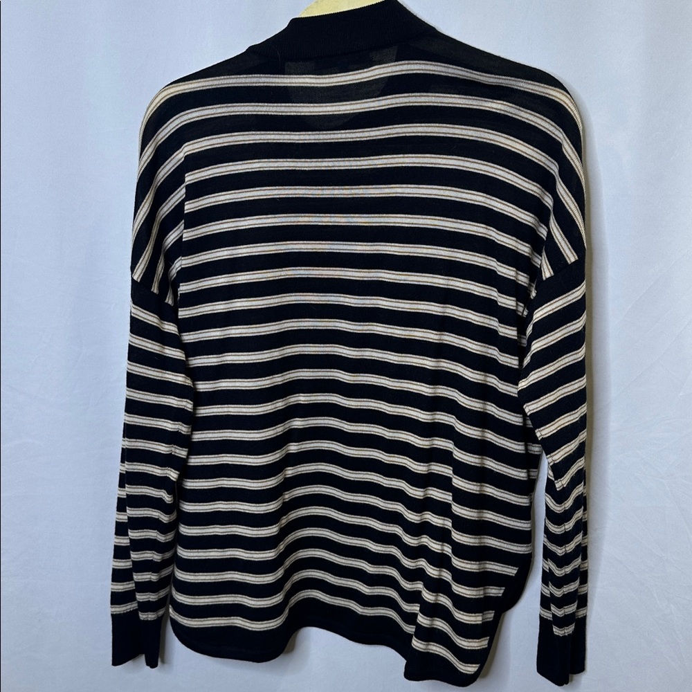 Madewell 100% Merino wool crew neck sweater.  Black with tan and cream.  VGUC - Picture 4 of 6